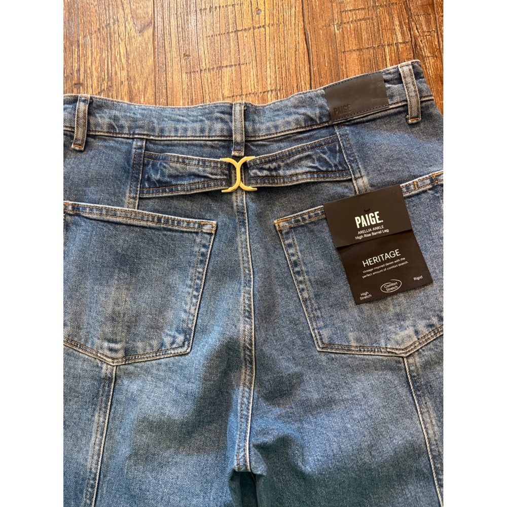 Paige Arellia High Waist Ankle Barrel Jeans Womens 29 Blue New Heritage Seam - Picture 7 of 15